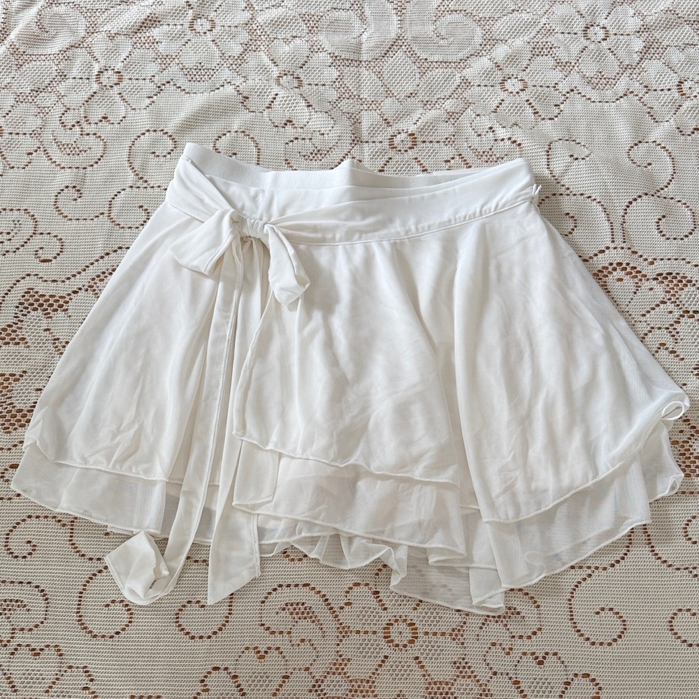 Elegant White Layered Skort dance studio